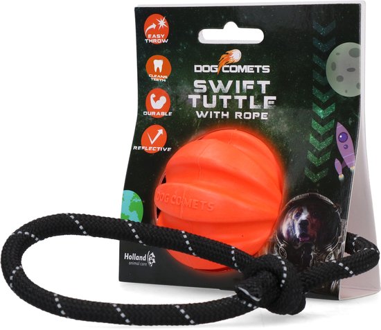 Dog Comets Ball Swift Tuttle met touw van natuurlijk rubber